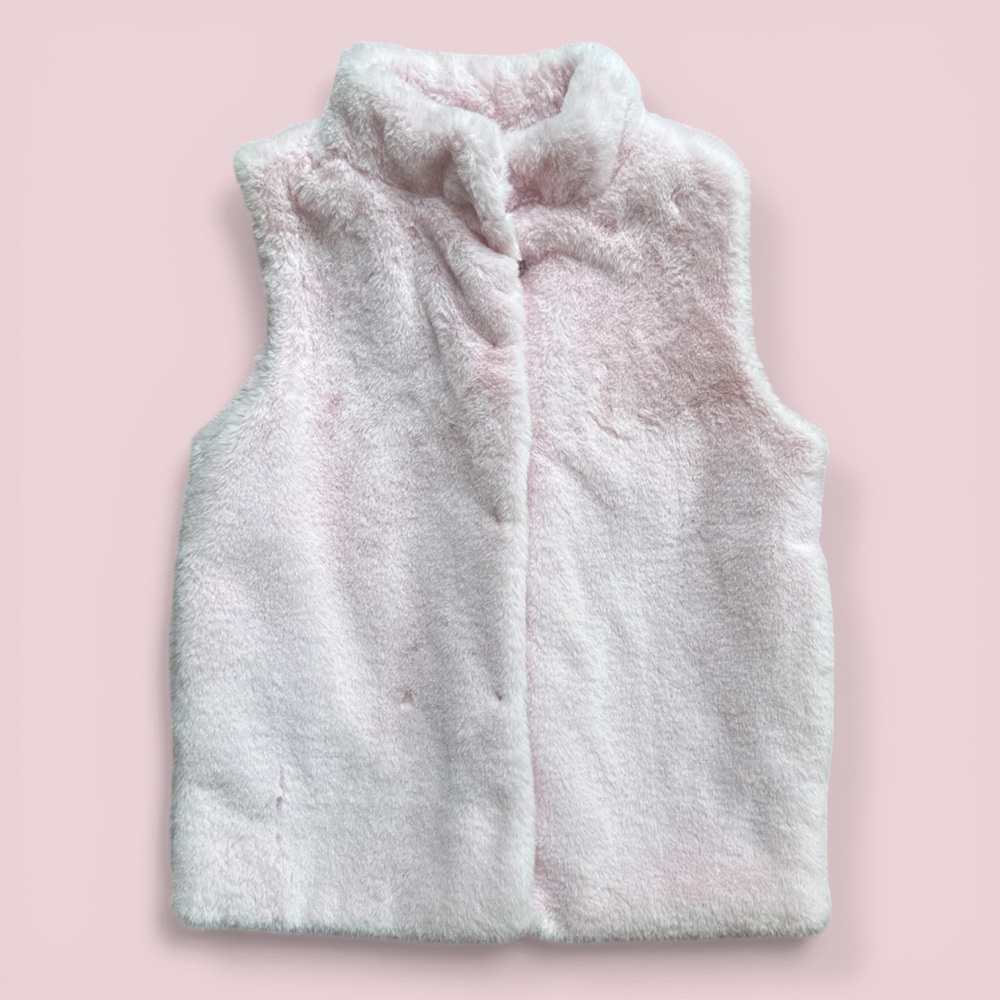 Faux Fur Vest Pink Girls Size M (8–10) Soft Cozy NWOT